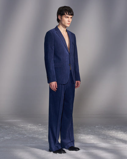 HARRISON WONG / Moleskin Tailored Suit Pants - Blue
