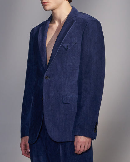 HARRISON WONG / Moleskin 2-Button Tailored Blazer - Blue