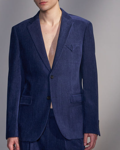 HARRISON WONG / Moleskin 2-Button Tailored Blazer - Blue