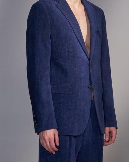 HARRISON WONG / Moleskin 2-Button Tailored Blazer - Blue