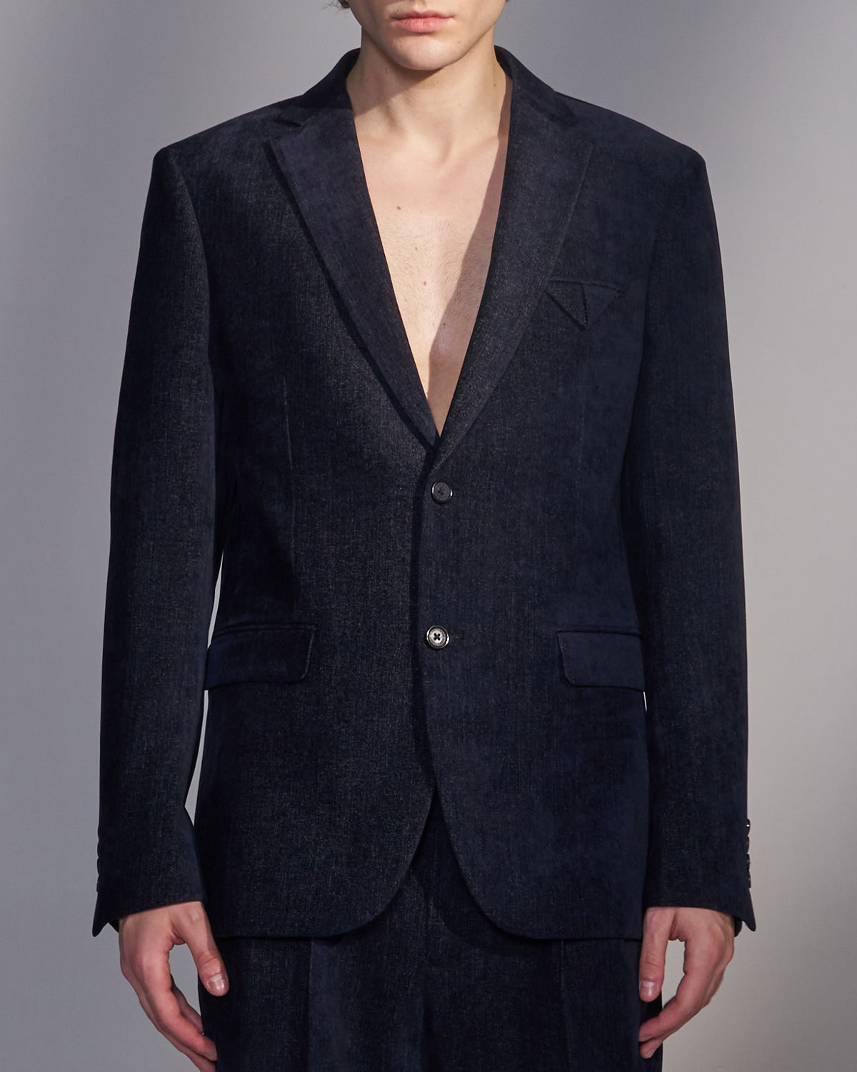 HARRISON WONG / Moleskin 2-Button Tailored Blazer - Navy