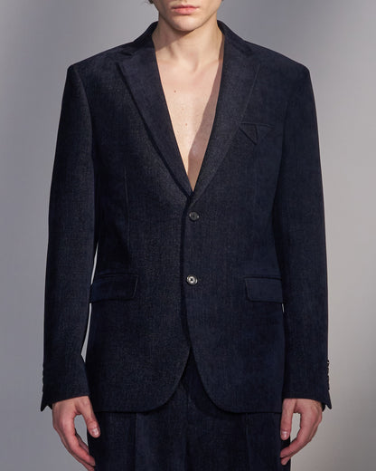 HARRISON WONG / Moleskin 2-Button Tailored Blazer - Navy