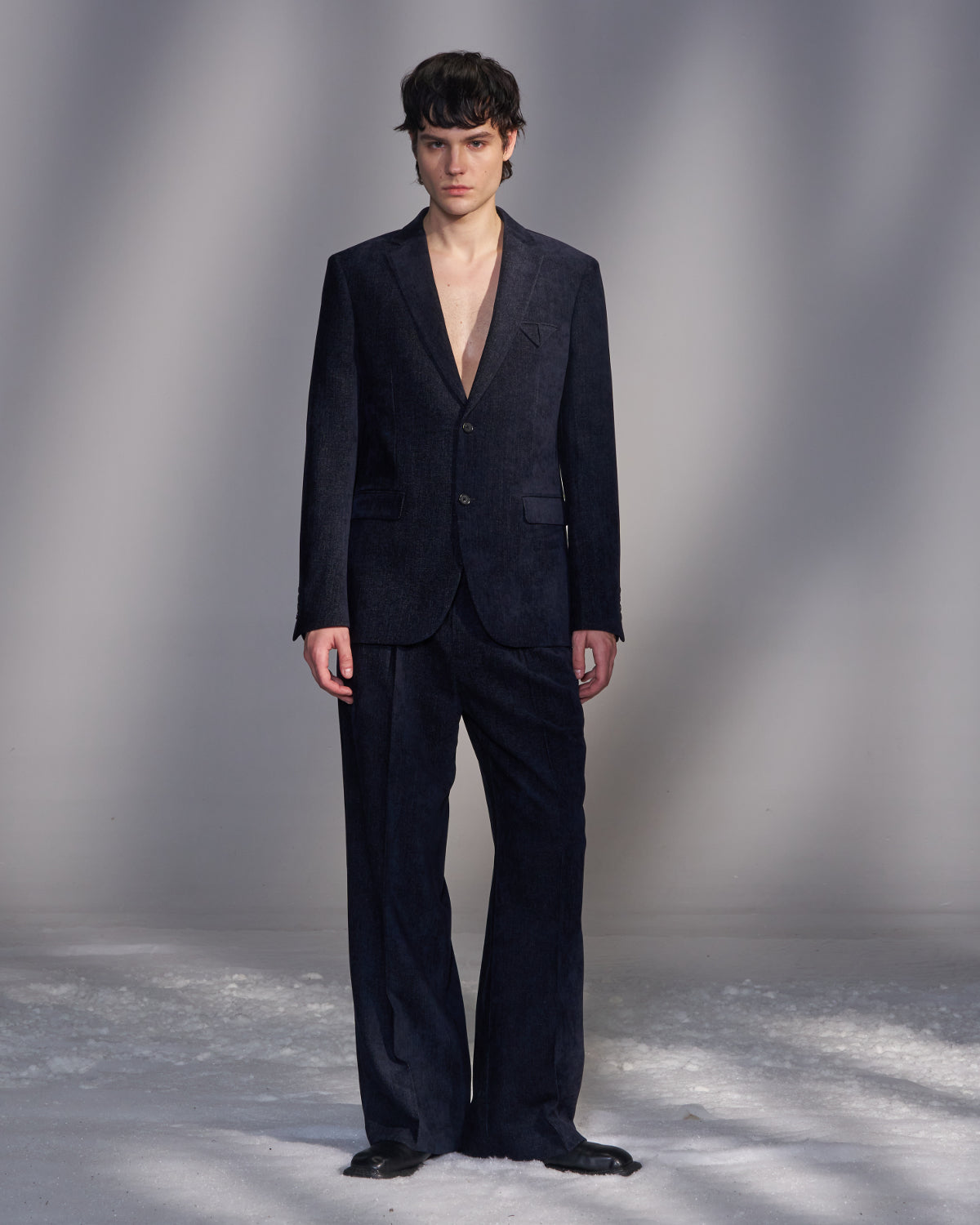 HARRISON WONG / Moleskin Tailored Suit Pants - Navy
