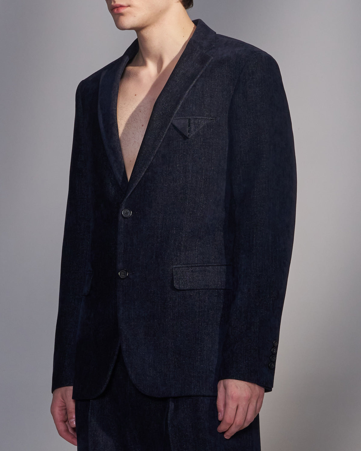 HARRISON WONG / Moleskin 2-Button Tailored Blazer - Navy
