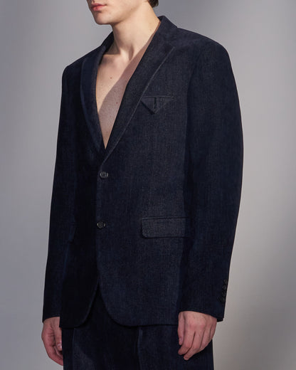 HARRISON WONG / Moleskin 2-Button Tailored Blazer - Navy