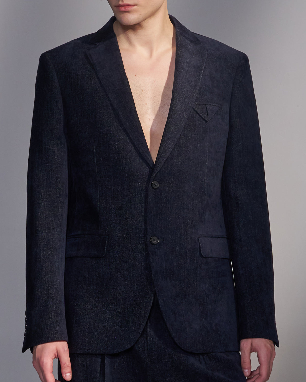 HARRISON WONG / Moleskin 2-Button Tailored Blazer - Navy