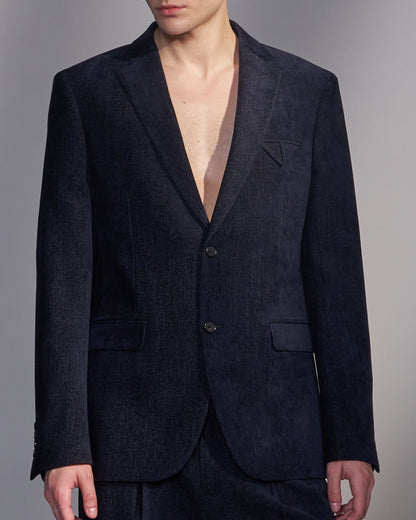 HARRISON WONG / Moleskin 2-Button Tailored Blazer - Navy