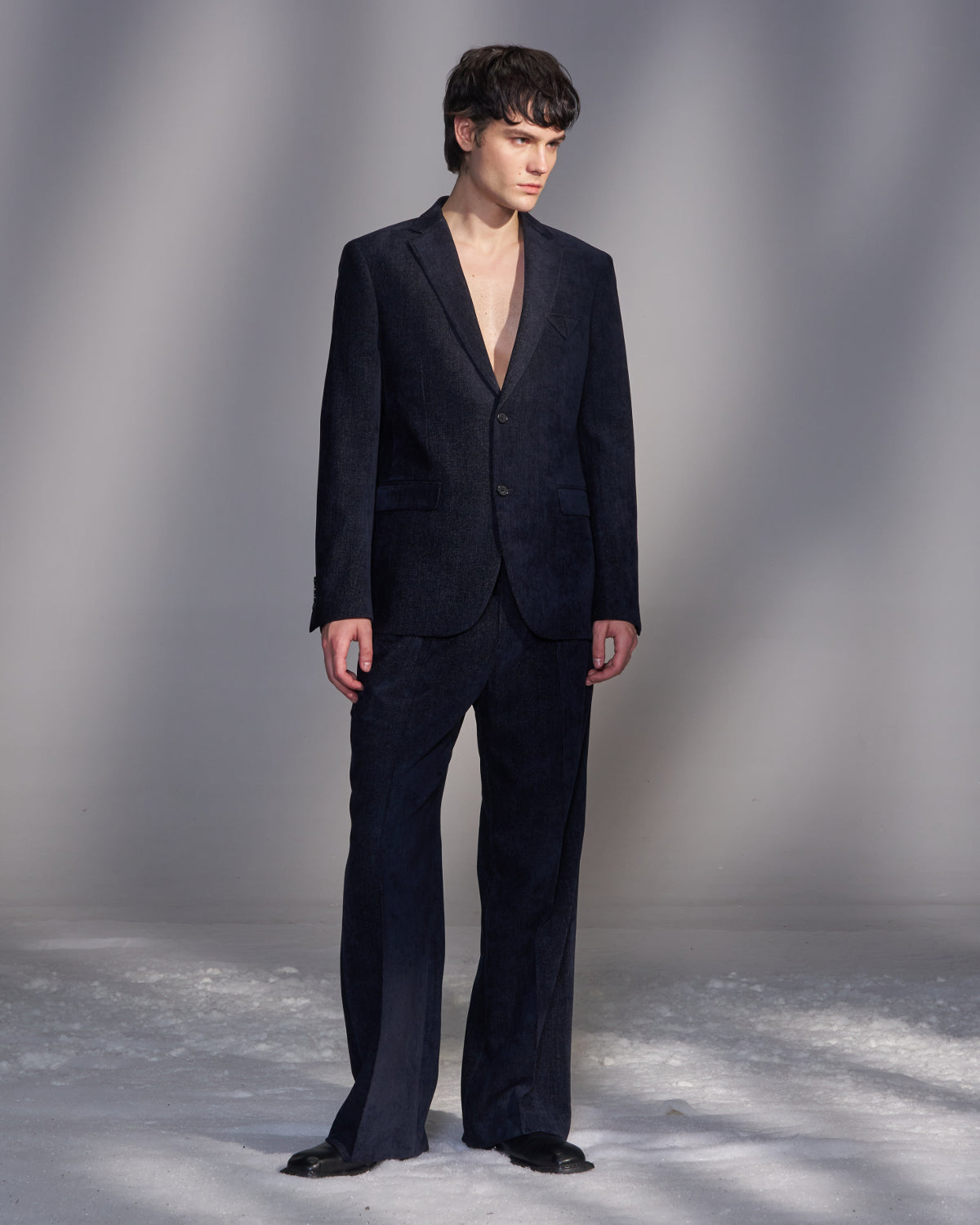 HARRISON WONG / Moleskin Tailored Suit Pants - Navy