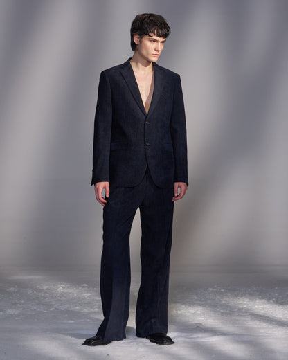 HARRISON WONG / Moleskin Tailored Suit Pants - Navy