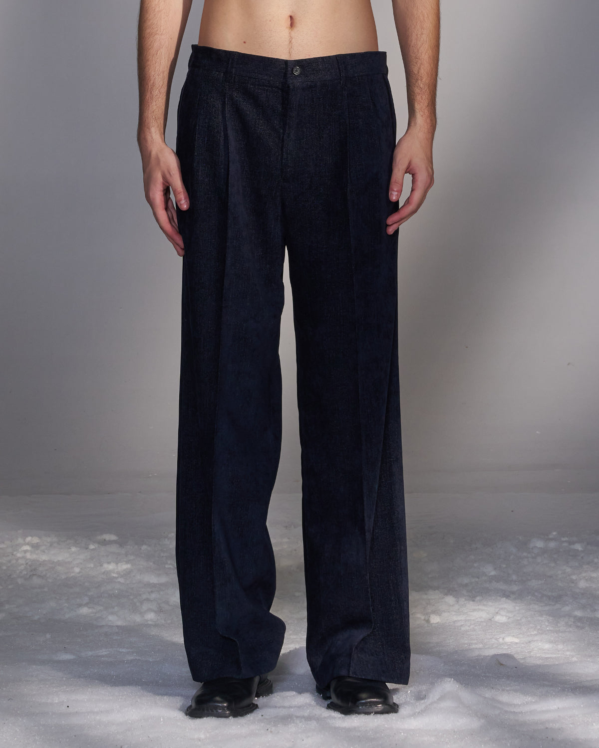 HARRISON WONG / Moleskin Tailored Suit Pants - Navy