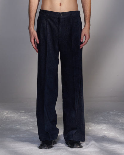 HARRISON WONG / Moleskin Tailored Suit Pants - Navy