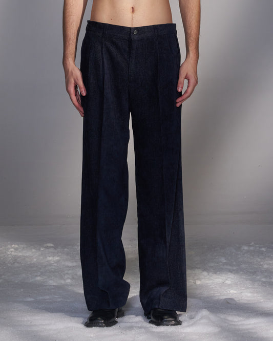 HARRISON WONG / Moleskin Tailored Suit Pants - Navy