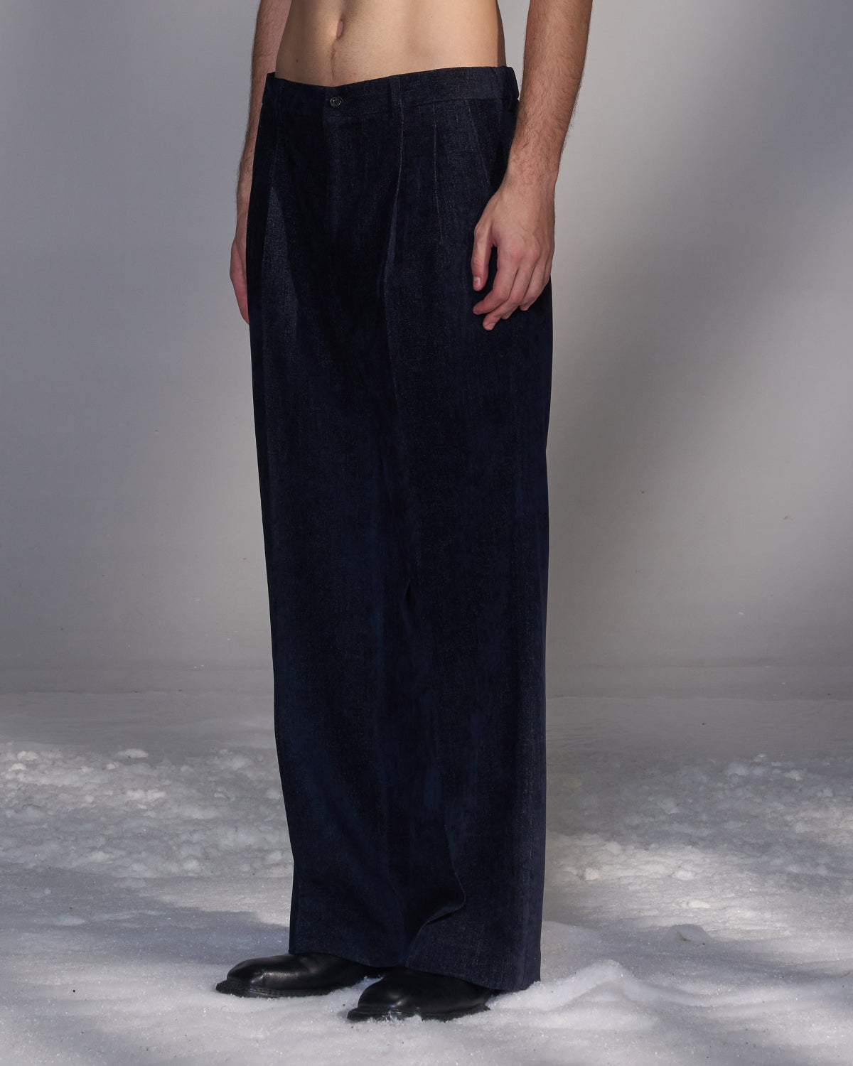 HARRISON WONG / Moleskin Tailored Suit Pants - Navy