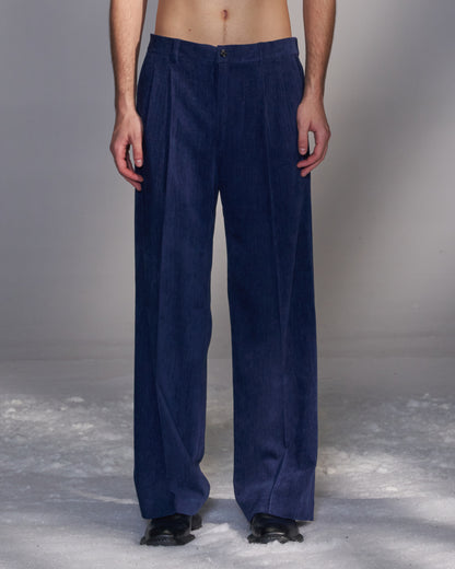 HARRISON WONG / Moleskin Tailored Suit Pants - Blue