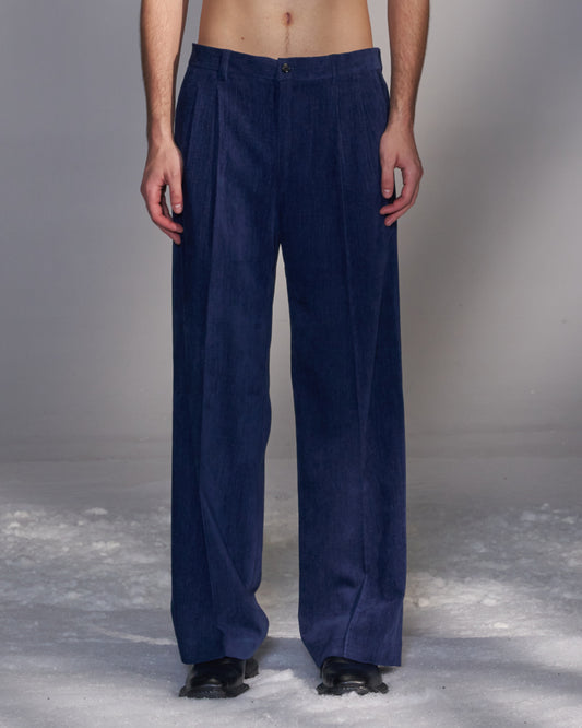 HARRISON WONG / Moleskin Tailored Suit Pants - Blue