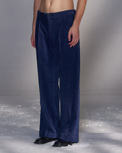 HARRISON WONG / Moleskin Tailored Suit Pants - Blue