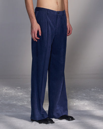 HARRISON WONG / Moleskin Tailored Suit Pants - Blue