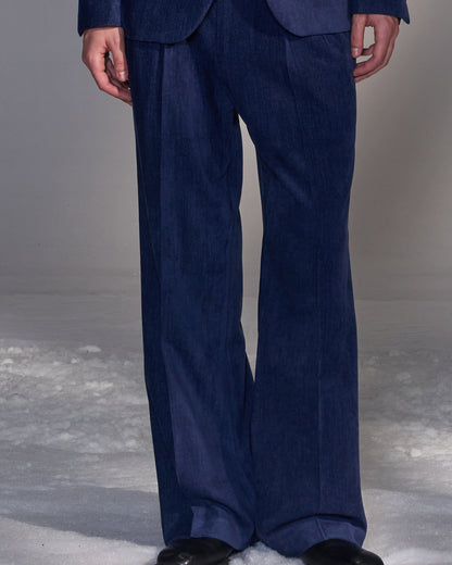 HARRISON WONG / Moleskin Tailored Suit Pants - Blue