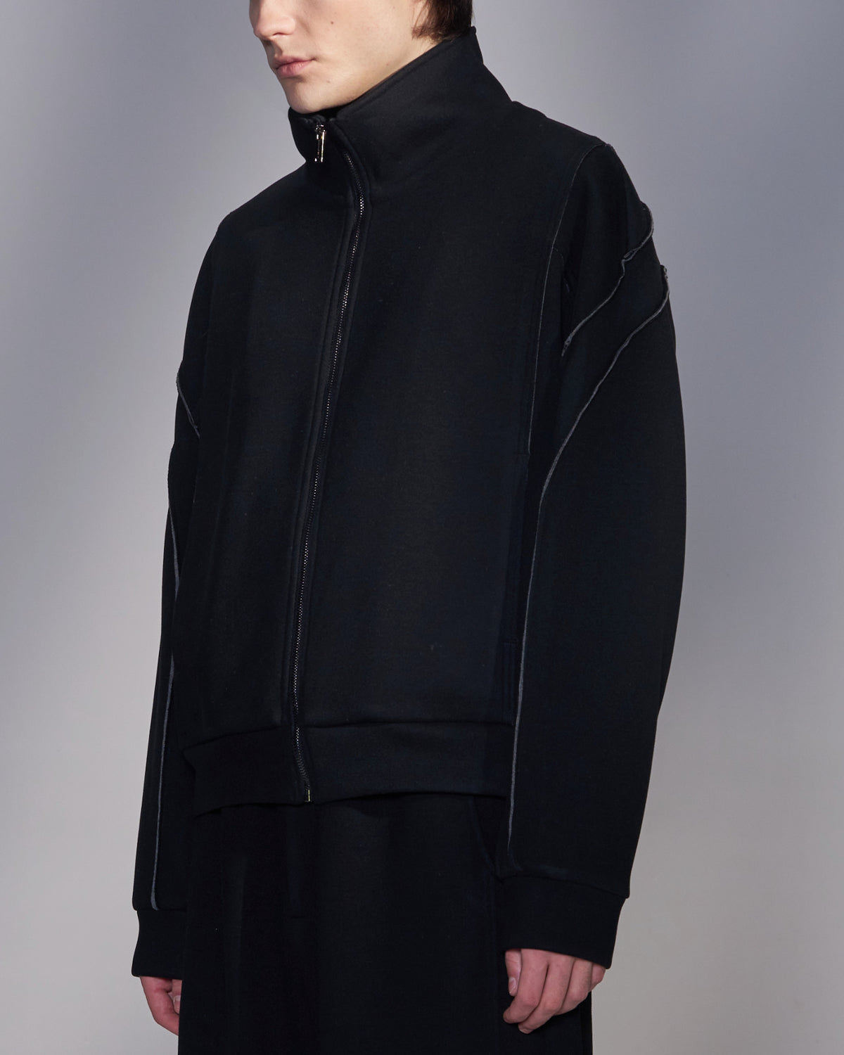HARRISON WONG / Stand Collar Knit Zip-Up Jacket