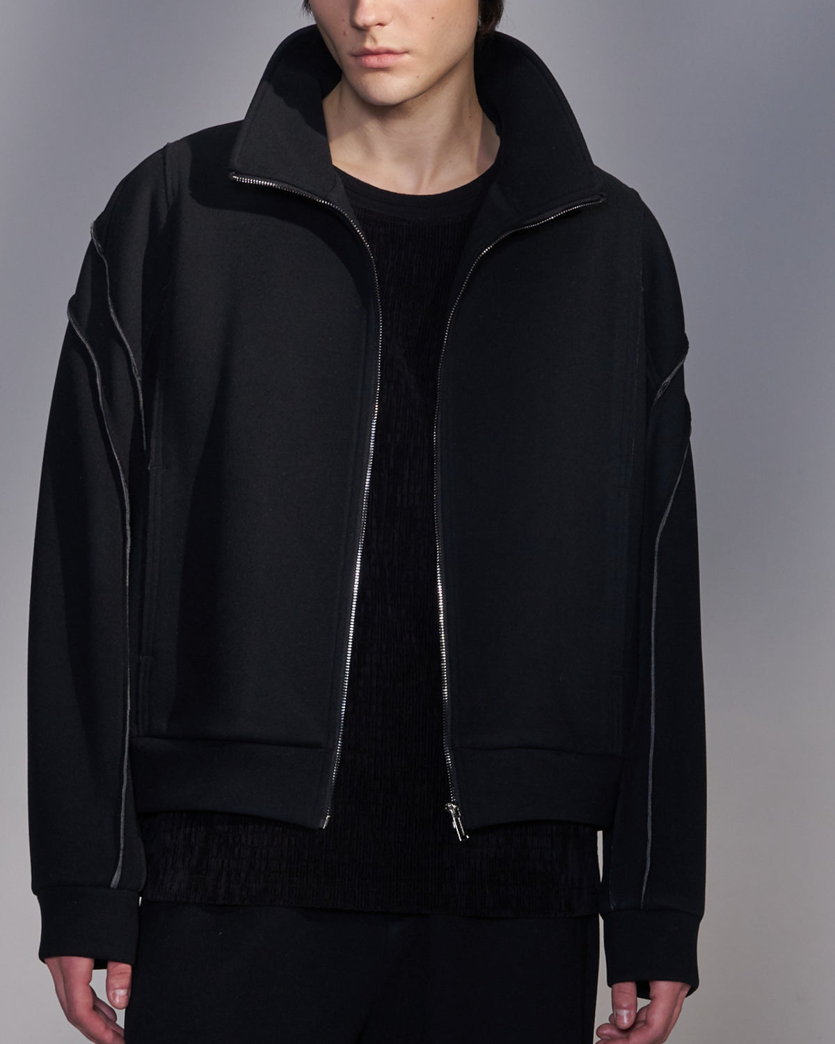HARRISON WONG / Stand Collar Knit Zip-Up Jacket