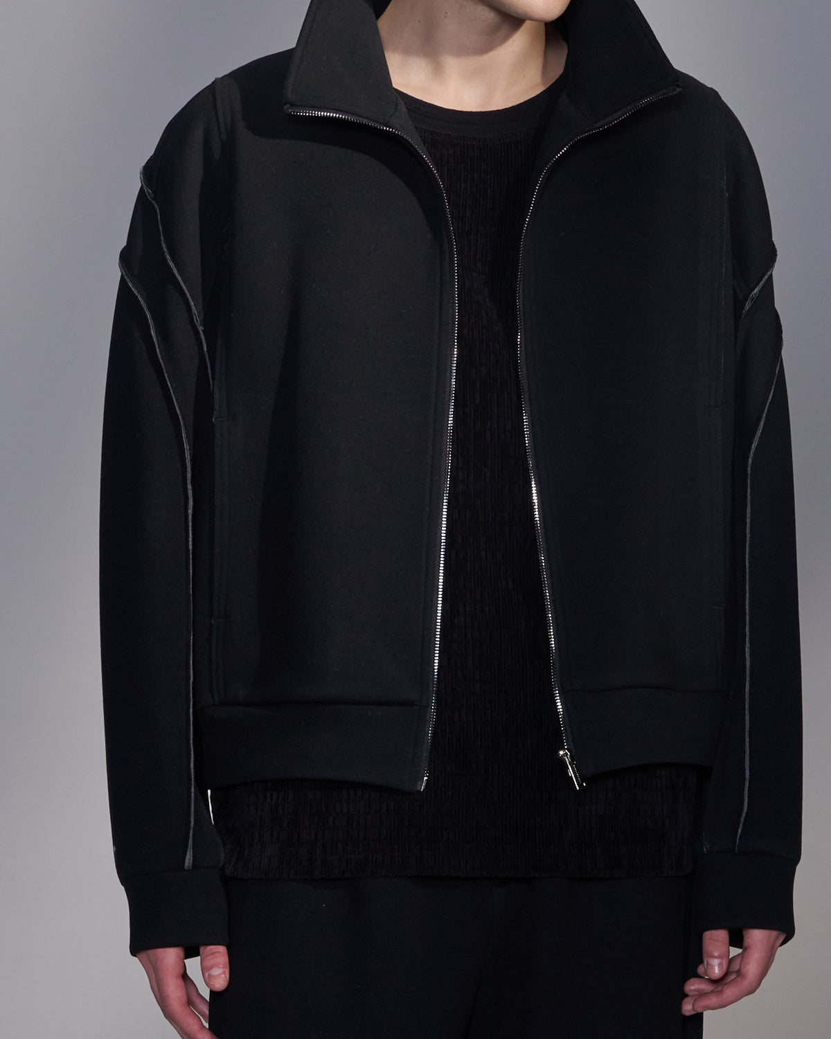 HARRISON WONG / Stand Collar Knit Zip-Up Jacket