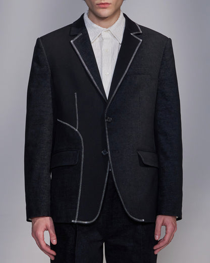 HARRISON WONG / Deconstructed Contrast Fabric Blazer
