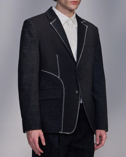 HARRISON WONG / Deconstructed Contrast Fabric Blazer
