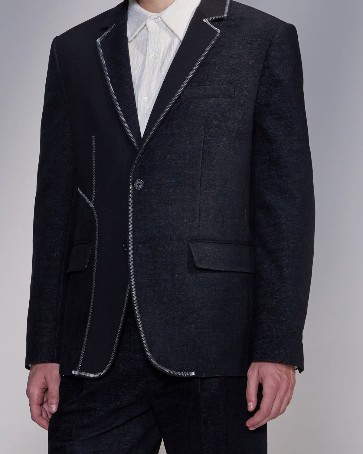 HARRISON WONG / Deconstructed Contrast Fabric Blazer