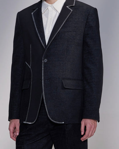 HARRISON WONG / Deconstructed Contrast Fabric Blazer