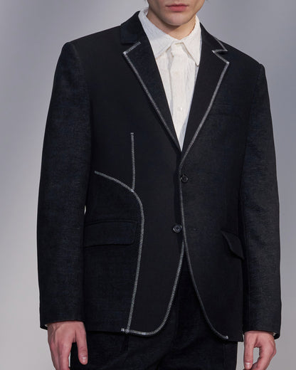 HARRISON WONG / Deconstructed Contrast Fabric Blazer