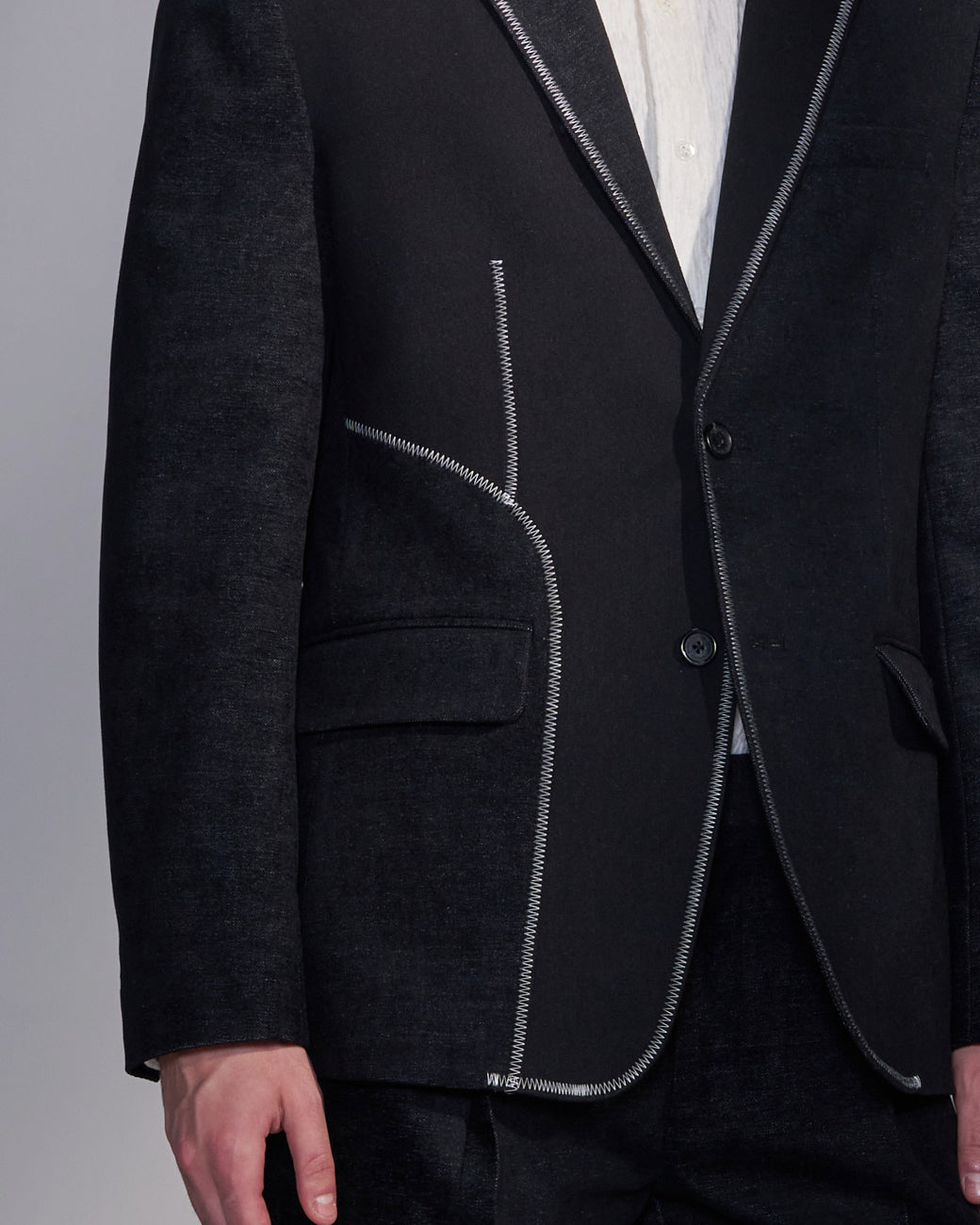 HARRISON WONG / Deconstructed Contrast Fabric Blazer