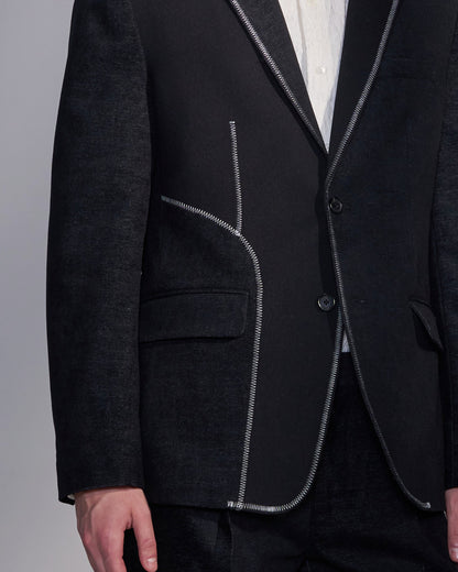 HARRISON WONG / Deconstructed Contrast Fabric Blazer