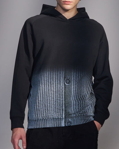 HARRISON WONG / Gradient Sweater Print Hoodie - Black