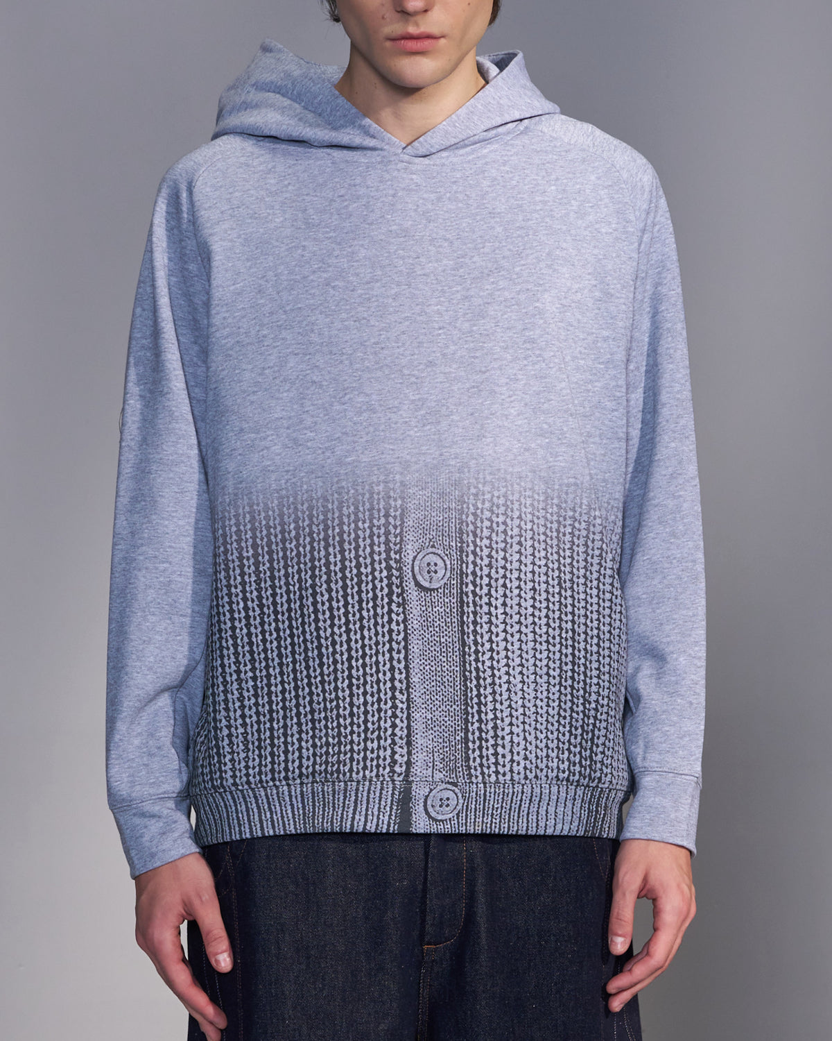 HARRISON WONG / Gradient Sweater Print Hoodie - Grey
