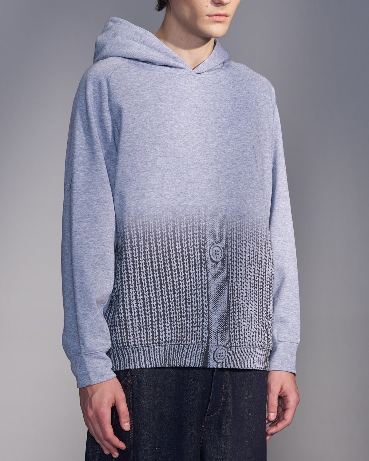 HARRISON WONG / Gradient Sweater Print Hoodie - Grey