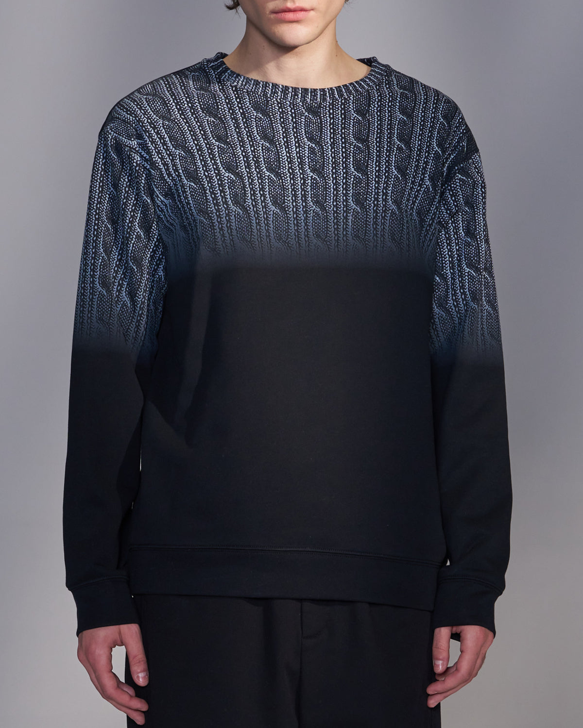 HARRISON WONG / Gradient Sweater Print Sweatshirt - Black