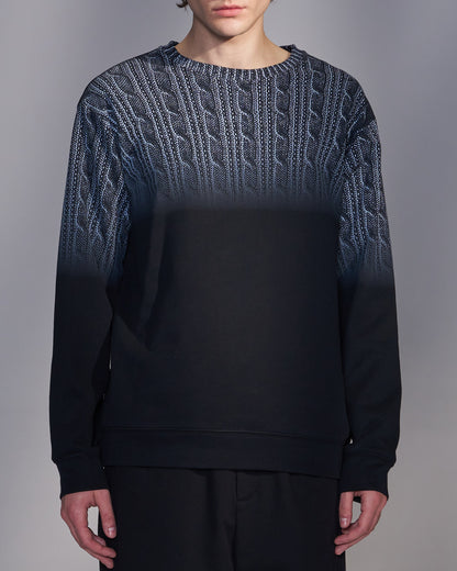 HARRISON WONG / Gradient Sweater Print Sweatshirt - Black