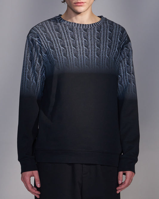 HARRISON WONG / Gradient Sweater Print Sweatshirt - Black