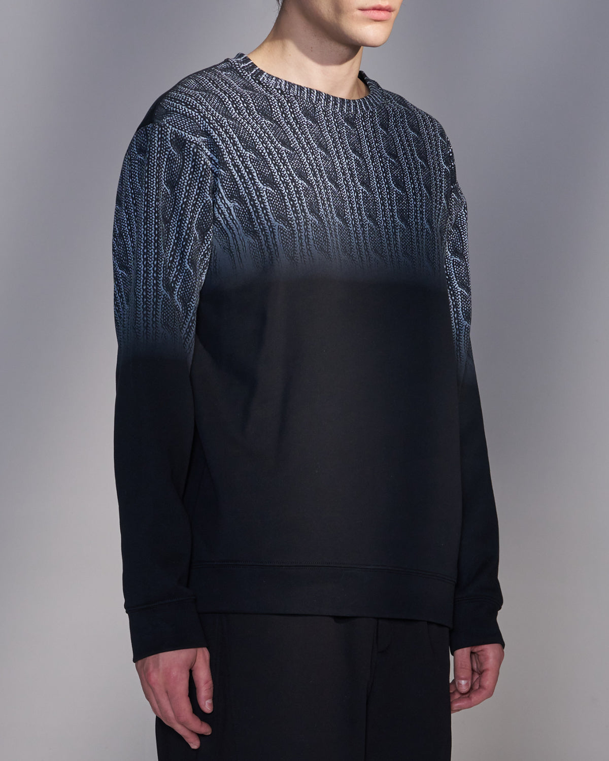 HARRISON WONG / Gradient Sweater Print Sweatshirt - Black