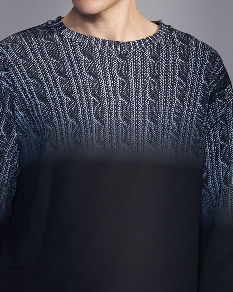 HARRISON WONG / Gradient Sweater Print Sweatshirt - Black