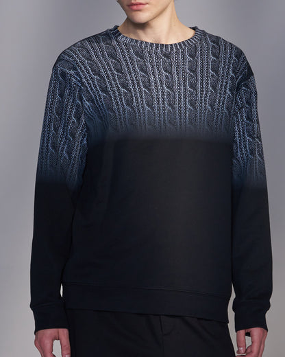 HARRISON WONG / Gradient Sweater Print Sweatshirt - Black
