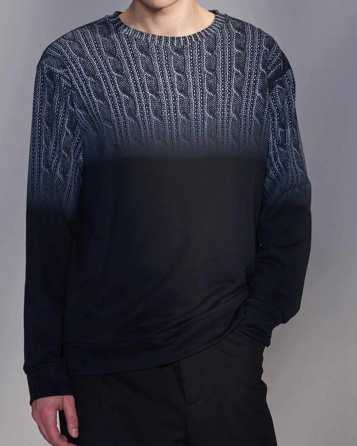HARRISON WONG / Gradient Sweater Print Sweatshirt - Black