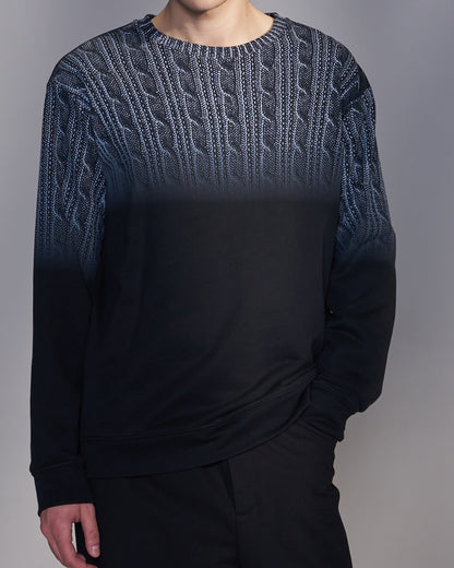 HARRISON WONG / Gradient Sweater Print Sweatshirt - Black
