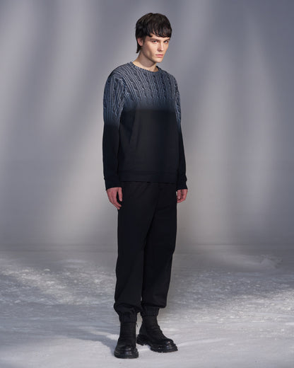 HARRISON WONG / Gradient Sweater Print Sweatshirt - Black