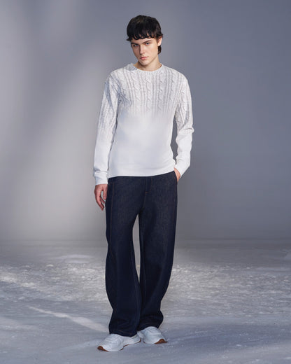 HARRISON WONG / Gradient Sweater Print Sweatshirt - White