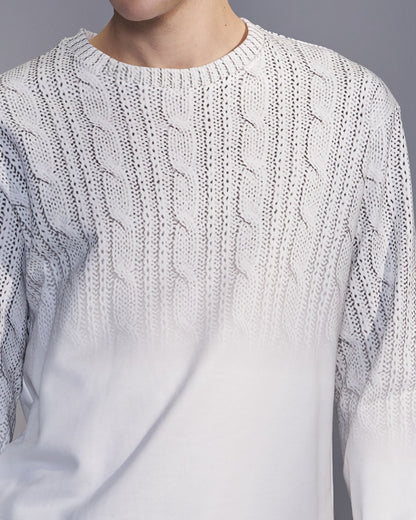 HARRISON WONG / Gradient Sweater Print Sweatshirt - White