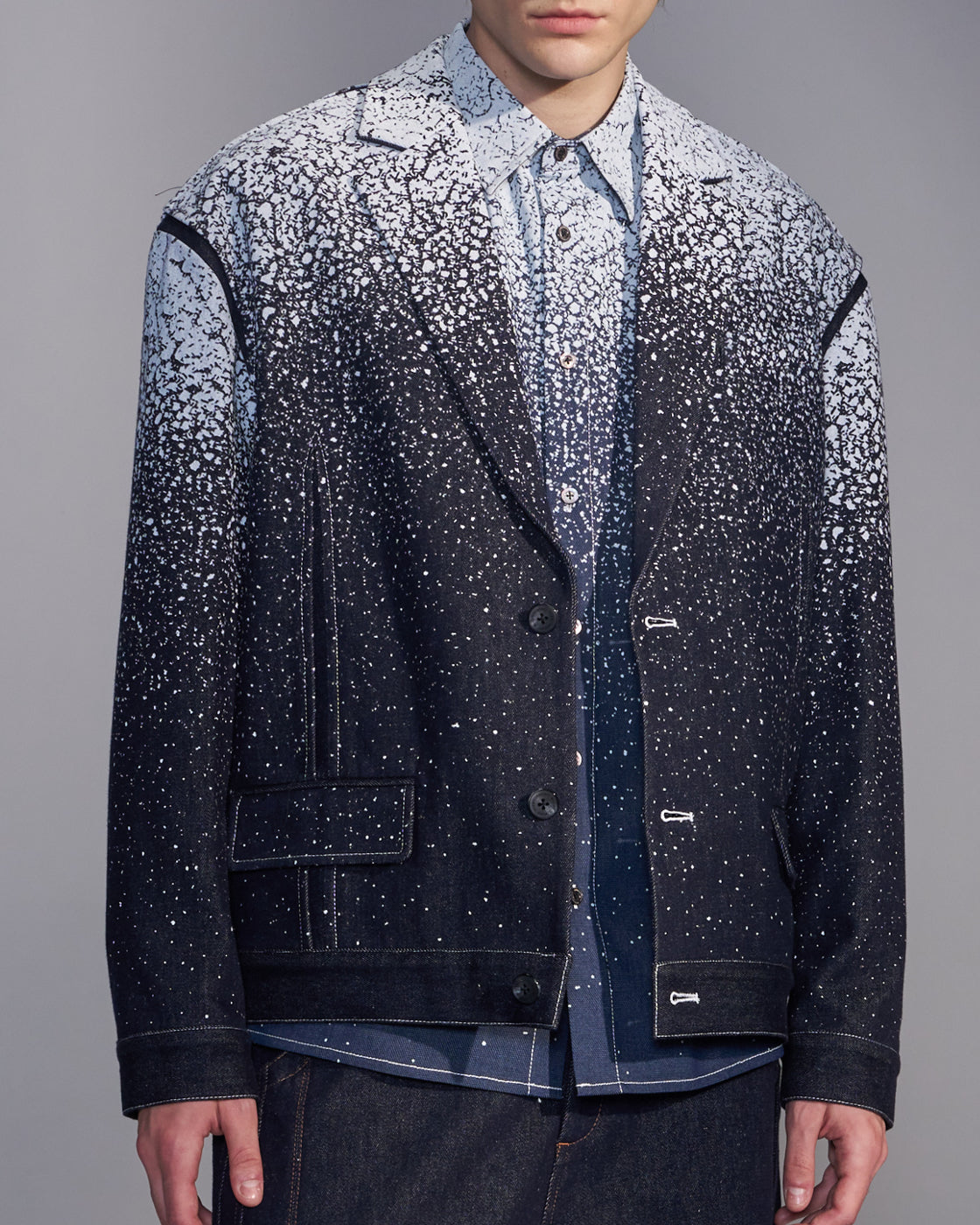 HARRISON WONG / Snowflake Printed Denim Blazer