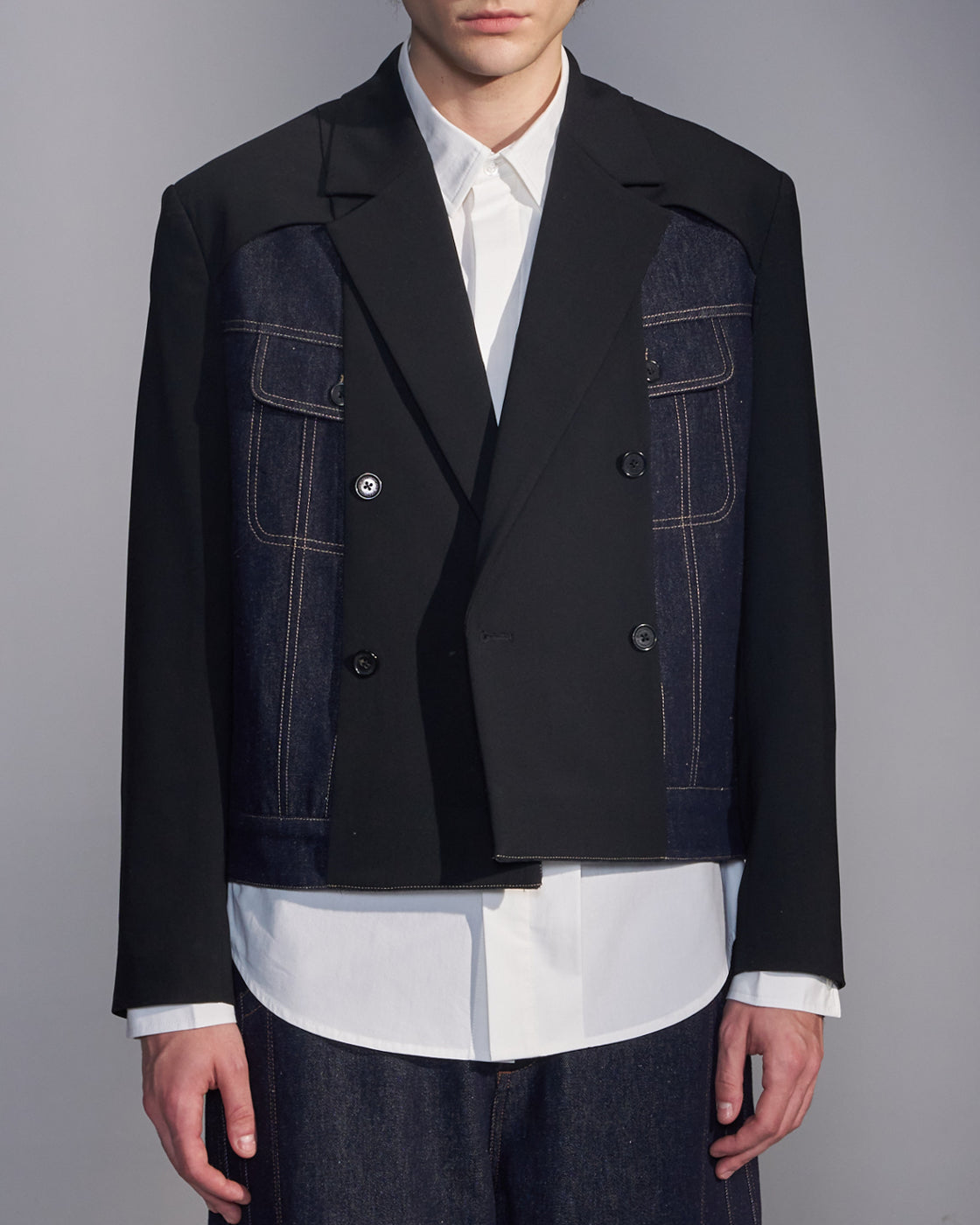 HARRISON WONG / Deconstructed Cropped Denim Blazer