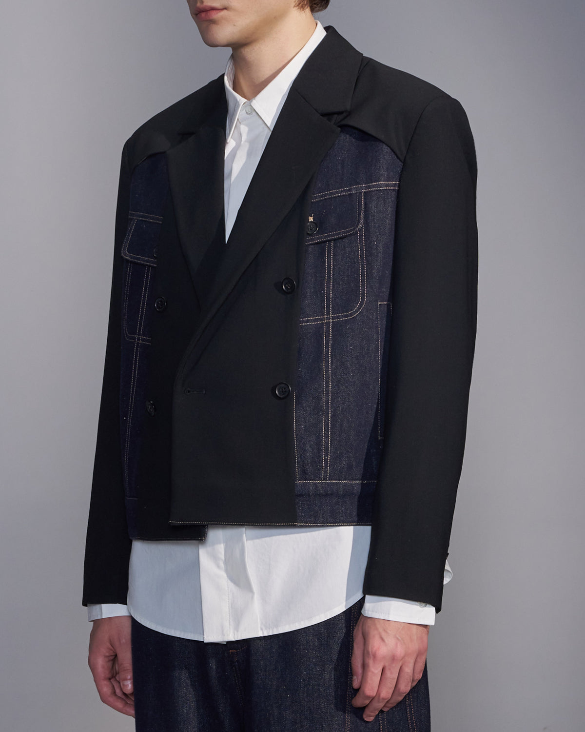 HARRISON WONG / Deconstructed Cropped Denim Blazer