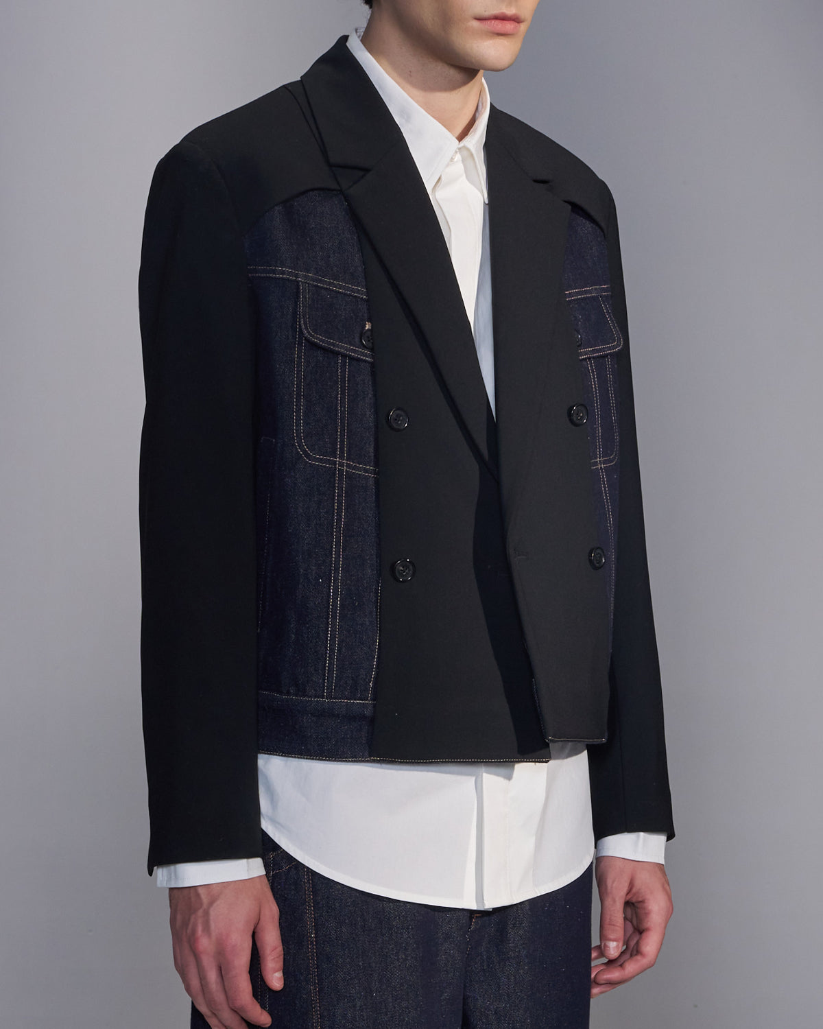 HARRISON WONG / Deconstructed Cropped Denim Blazer